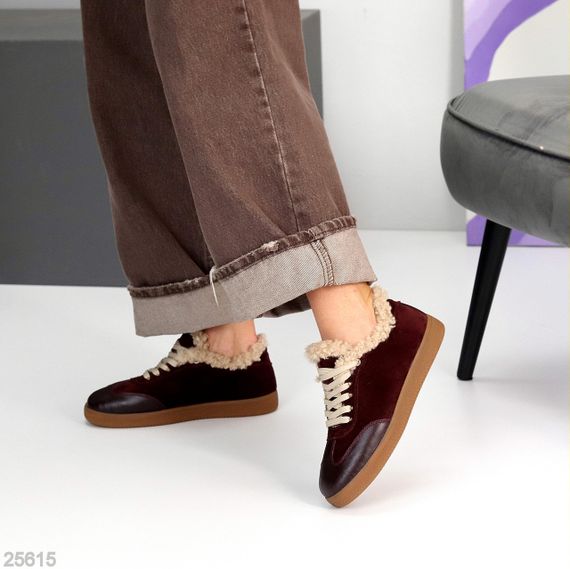 Шикарные утепленные бордовые кроссовки натуральная кожа + замша | Зображення 7