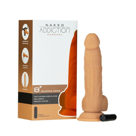 Фалоімітатор ADDICTION Dual Density Silicone Dildo Caramel 8″, присоска, діаметр 4,3 см, віброкуля | Зображення 8