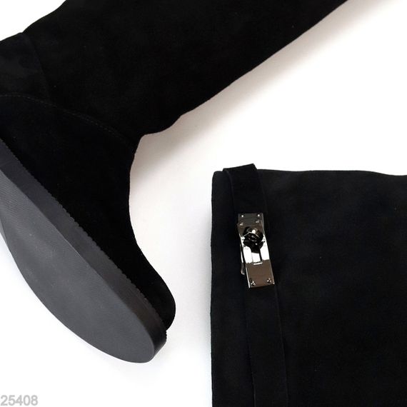 Хітові чорні чоботи труби жокейки натуральна замша на флісі | Зображення 5