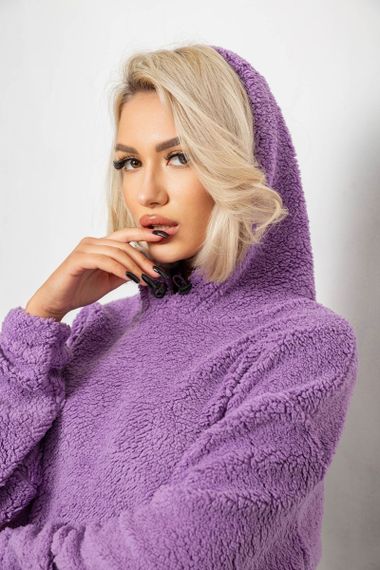 Худі жіночий однотонний з капюшоном, колір бузковий, 257R14 | Зображення 5