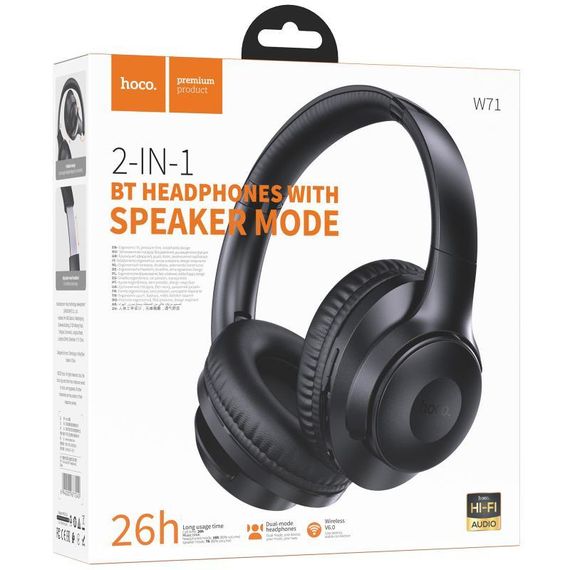 Накладні бездротові навушники Hoco W71 Cool sound Black | Зображення 1