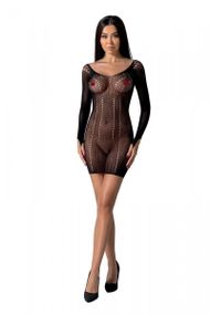 Полупрозрачное мини-платье Passion BS101 One Size, black, рукава-митенки sexstyle