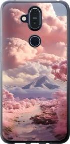 Чохол на Nokia 8.1 Рожеві хмари із силікону FCh_006688