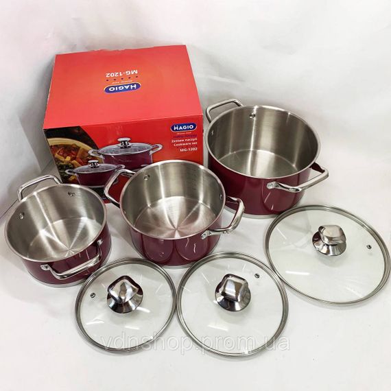 Набір посуду для дому, Набір високих каструль каструль з жаростійкою кришкою HV-19 | Зображення 5