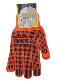 Рукавиці трикотажні оранжеві з ПВХ крапкою з подвійним надолонником, розм. 10 83V007