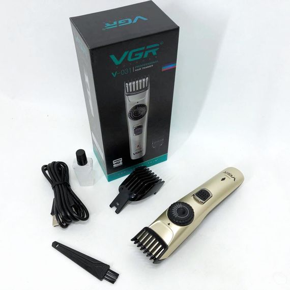 Машинка для стрижки волосся бездротова VGR V-031, тример для бороди вусів 2 насадки, окантувальна машинка | Зображення 8