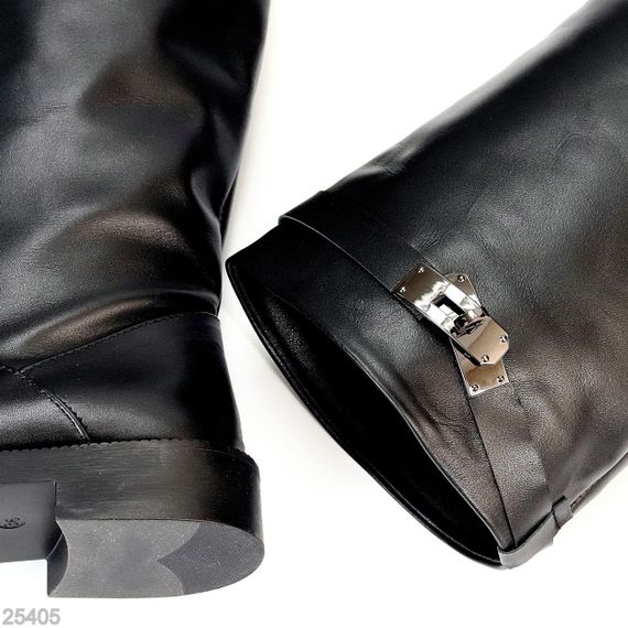 Хітові шкіряні чорні чоботи труби жокейки натуральна шкіра на флісі | Зображення 3