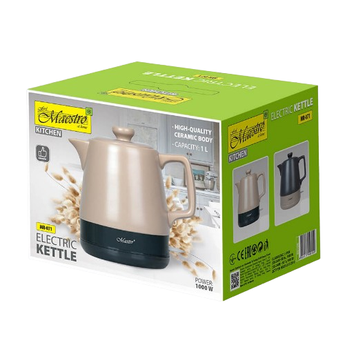 Електрочайник 1,0л 1000W кераміка бежевий MR-071-BEIGE Maestro | Зображення 1