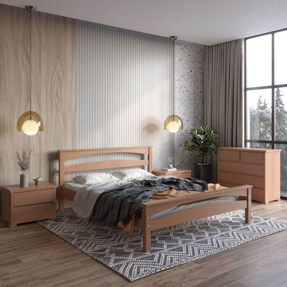 Двоспальне дерев&#039;яне ліжко Mebigrand Чикаго Сіті Коричневий (RAL8025) 180х190 см (MBG-9969)