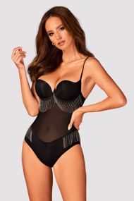 Боди с цепочками Obsessive Milladis Черное XS/S