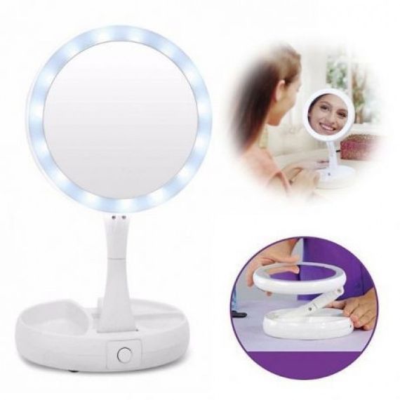 Складное зеркало для макияжа с Led подсветкой My FoldAway Mirror с органайзером для косметики и аксессуаров | Зображення 3