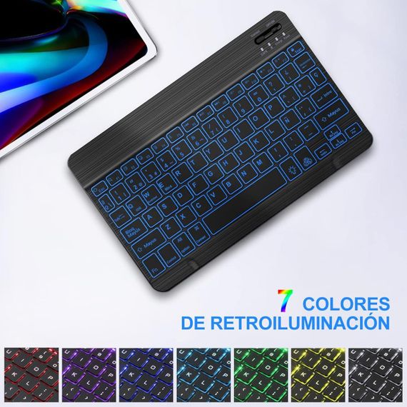 Чохол з Bluetooth-клавіатурою для iPad 10.2" 7 8 9 покоління, iPad Air 3 2019, iPad Pro 2017 10.5" з підсвіткою чорна іспанська | Зображення 6