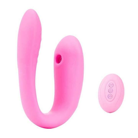 Вакуумный вибратор для пар - Бело-Розовый – Вибраторы