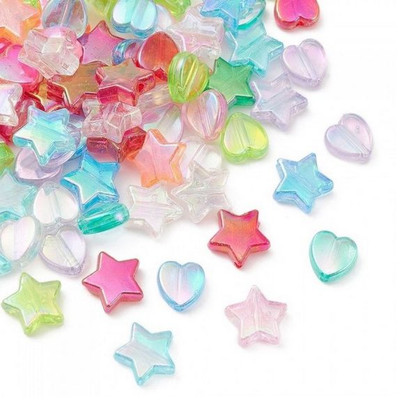 Декоративні намистинки для творчості Серця і Зірки Dom Busin УТ100031875 в упаковці 50 шт | Зображення 1