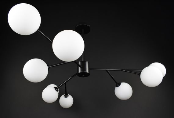 Люстра стельова на 9 лампочок 27419 Чорний 42-72х110х110 см. | Зображення 2