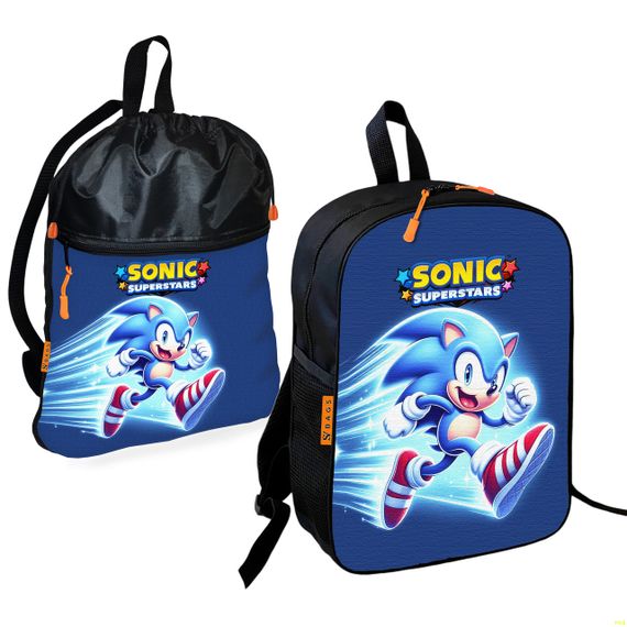 Школьный рюкзак детский Супер Соник + Сумка для обуви спортивной формы рюкзак-мешок для мальчика (01835)