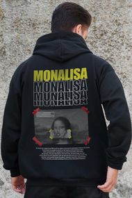 Утеплене зіп худі на флісі зіпер з принтом Monalisa Without Kane Black