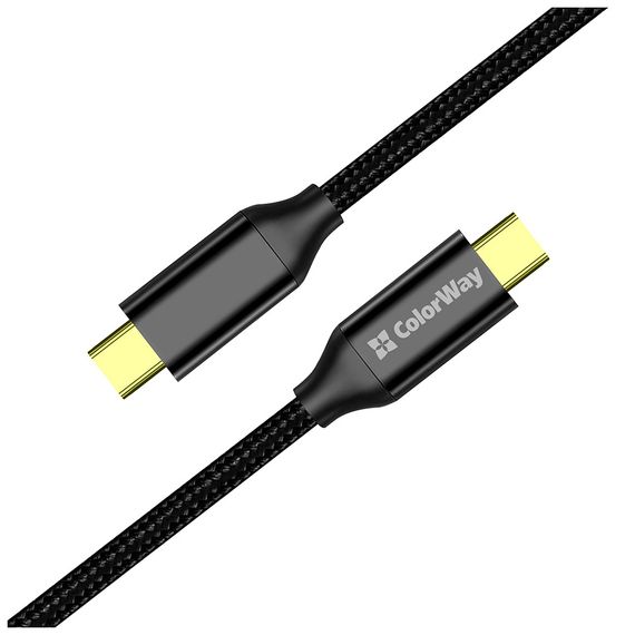 Дата кабель USB-C to USB-C 1.0m USB3.2 (20Gbps 4K PD100W) Gen2 5А black ColorWay (CW-CBPDCC062-BK) | Зображення 3
