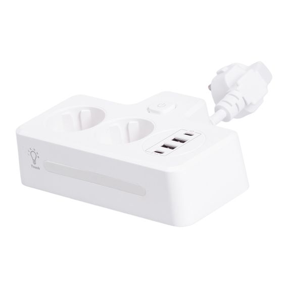 Мережевий фільтр на 2 євро розетки з 2 USB та 2 Type-C білий HP-5-17 | Зображення 2