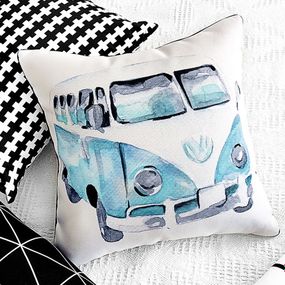 Подушка с мешковины Volkswagen хиппимобиль 45x45 см (45PHB_JOY009)