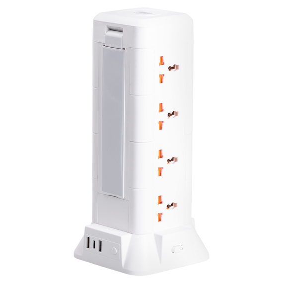 Мережевий фільтр подовжувач 2.8 м з лампою на 12 універсальних розеток з 2 USB, 1 Type-C, бездротова зарядка HP-5-9MF | Зображення 3
