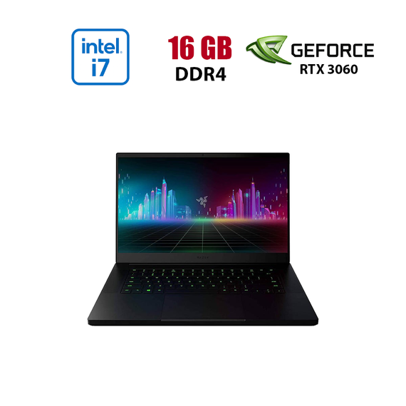 Ігровий ноутбук Razer Blade 15 Base RZ09-0369AN22 / 15.6" (1920x1080) IPS / Intel Core i7-10750H (6 (12) ядер по 2.6 - 5.0 GHz) / 16 GB DDR4 / 512 GB SSD / nVidia GeForce RTX 3060, 6 GB GDDR6, 192-bit / WebCam б/в