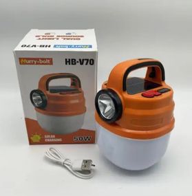 Подвесной аккумуляторный фонарь светильник Hurry Bolt HB-V70 LED с крючком и солнечной панелью