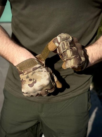 Тактичні військові рукавиці палі мультикам сітка з кісточками | Зображення 3