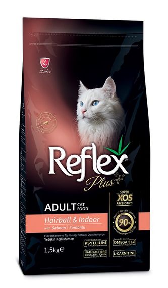 Корм Reflex Plus Cat Adult Hairball & Indoor Salmon сухий для виведення вовни 1.5 кг