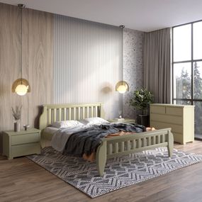 Полуторне дерев&#039;яне ліжко Mebigrand Прага Оливковий (RAL1020) 120х200 см (MBG-7202)