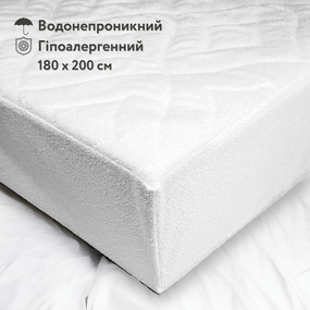 Наматрасник гипоаллергенный влагозащитный в трикотажной махре с резинкой по периметру 180х200 IGLEN Bari