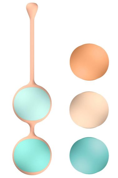 Вагінальні кульки Liebe Kewos — Peach/Mint, 5 кульок у комплекті, 15, 25, 35, 45 і 55 г Sex Aura | Зображення 2