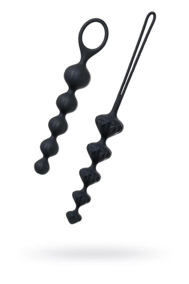 Набор анальных бус Satisfyer Beads Black, силикон, макс. диаметр 3,3 см и 3,5 см | Зображення 1