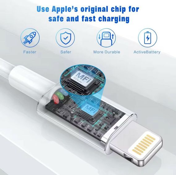 Зарядний кабель для Apple iPhone, USB Type-A/Lightnin (1 метр)g | Зображення 6