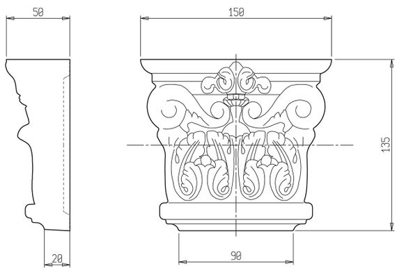 Капітель пілястри СІМ'Я K1P1, 135х150х50 мм | Зображення 2