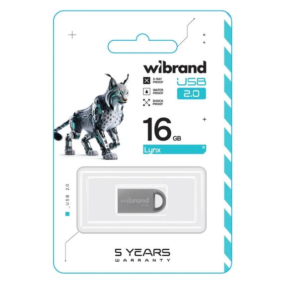 USB флеш накопичувач Wibrand 16GB lynx Silver USB 2.0 (WI2.0/LY16M2S) | Зображення 1