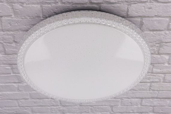 Сучасний круглий світильник стельовий LED для кімнати кухні ванної з пультом 25708 Білий 6х39х39 см. | Зображення 1