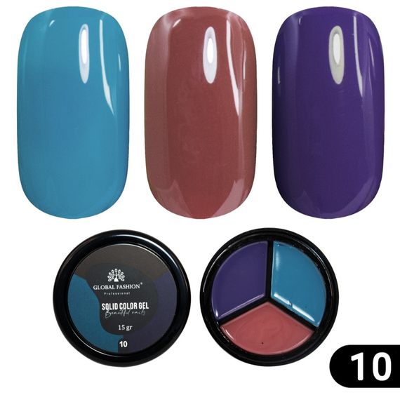 Гель-краска 3в1 Global Fashion Solid Color Gel 10 3x5мл