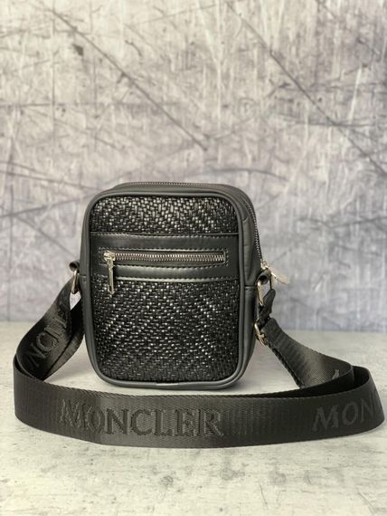 Месенджер шкіряний Moncler чорний | Зображення 1
