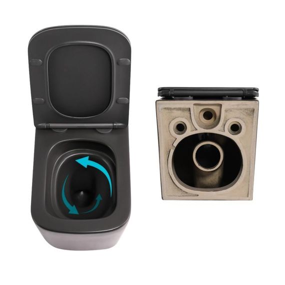 Комплект Qtap Tern Anthracite 3 в 1: подвесной унитаз Ultra Quiet + биде подвесное + раковина накладная QTROBAN49157 | Зображення 4