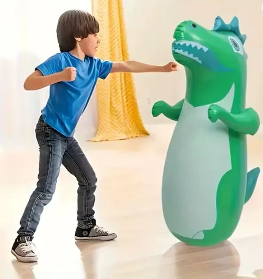 Боксерська груша для дітей 90 см Неваляшка / Боксерська груша дитяча / Надувна груша-динозавр для дітей 3-6 років