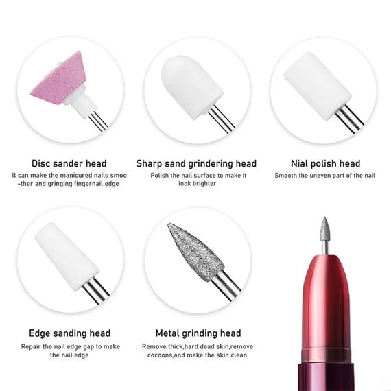 Фрезер для маникюра и педикюра Flawless Salon Nails красный • Портативная машинка для ногтей с насадками для домашнего ухода | Зображення 2
