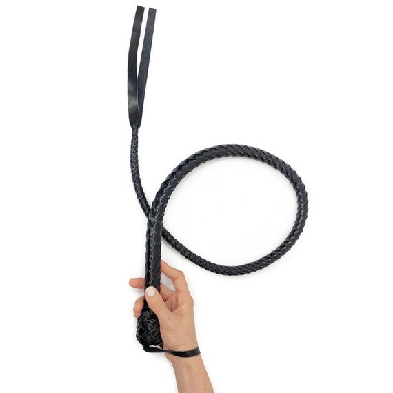 Кнут с рукоятью из натуральной кожи Art of Sex - Whip 120 см, Черный | Зображення 3