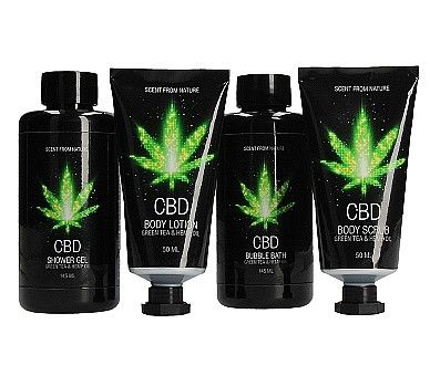 Набор для ванны и душа CBD Luxe Gift set - GREEN TEA & HEMP OIL ( 4 предмета ) Sex Aura