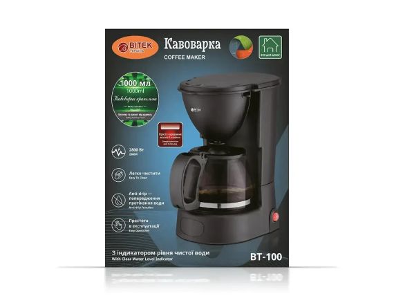 Кавоварка кропельна 2800 Вт 1000 мл 220 В BITEK BT-100