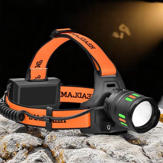 Налобний ліхтар з білим та червоним світлом XPRO NIGHT VISION FLUORESCENCE BL-T203-TG, 2x18650, зарядка USB Type-C, водонепроникний корпус, регульований зум (47142-203_214) | Зображення 2