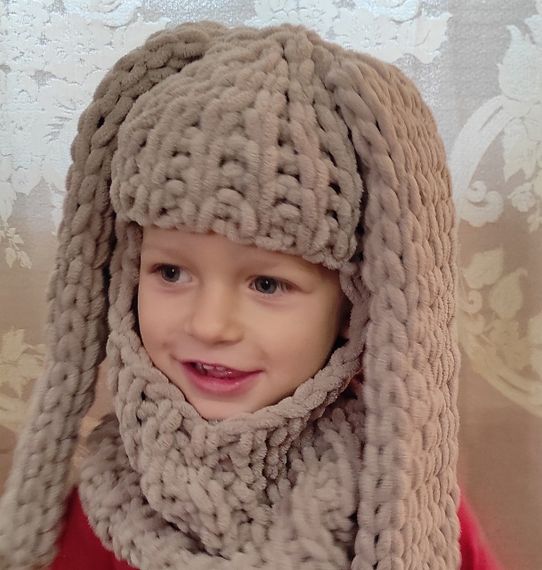 Балаклава колір 268 плюшева з вушками зайчик