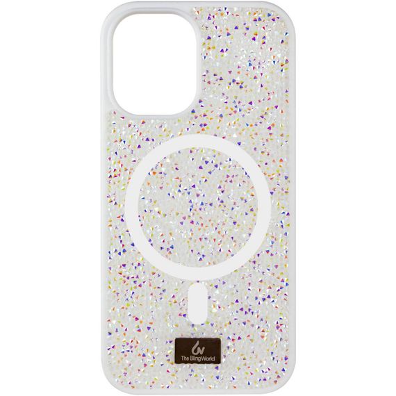 TPU чохол Bling World Rock Diamond with MagSafe для Apple iPhone 12 Pro / 12 (6.1") White