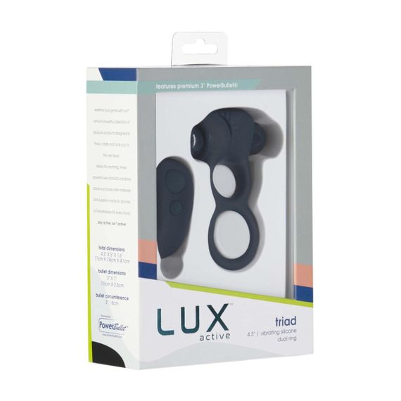 Двойное эрекционное кольцо с вибрацией Lux Active -Triad - Vibrating Dual Cock Ring, пульт ДУ | Зображення 8