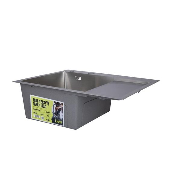 Мойка для кухни интегрированная Lidz Handmade H6350R крыло справа (LDH6350BRUR45587) Brushed Steel 3,0/1,0 мм | Зображення 2